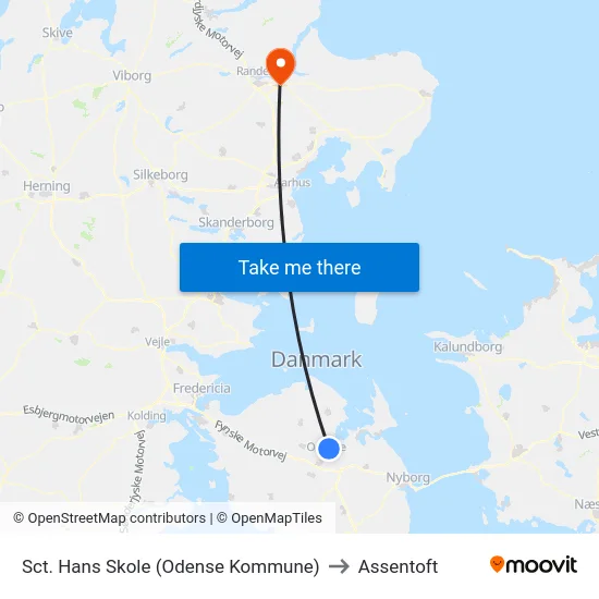 Sct. Hans Skole (Odense Kommune) to Assentoft map