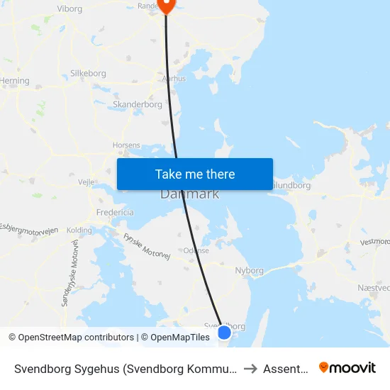 Svendborg Sygehus (Svendborg Kommune) to Assentoft map