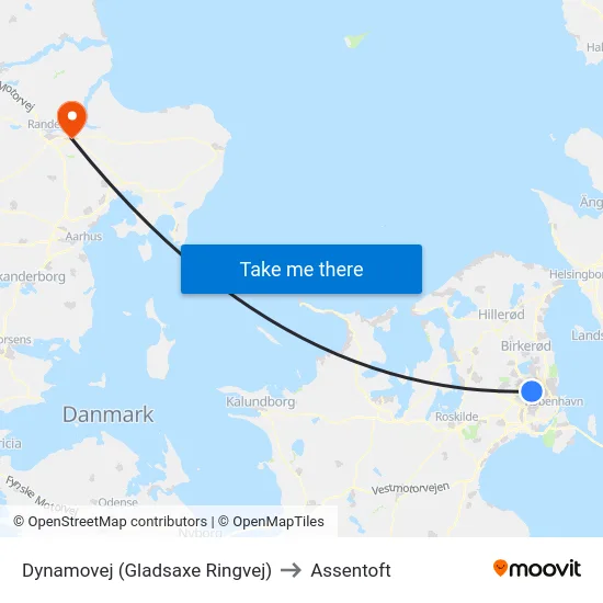 Dynamovej (Gladsaxe Ringvej) to Assentoft map