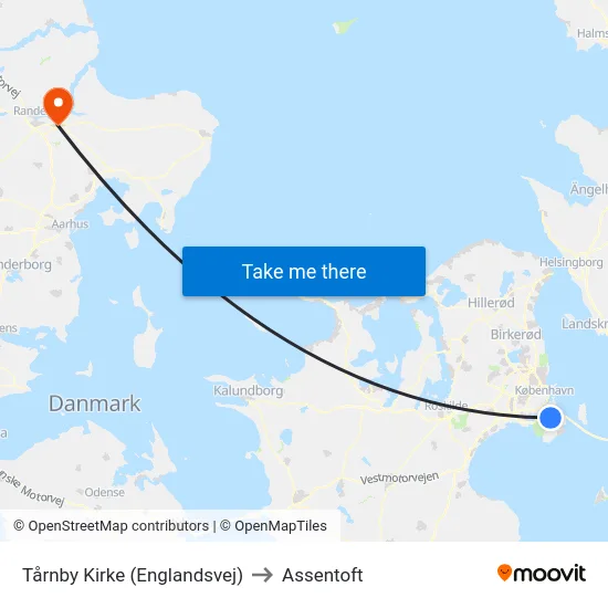 Tårnby Kirke (Englandsvej) to Assentoft map