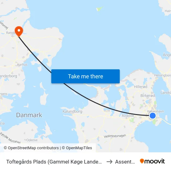 Toftegårds Plads (Gammel Køge Landevej) to Assentoft map