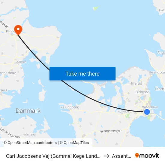 Carl Jacobsens Vej (Gammel Køge Landevej) to Assentoft map
