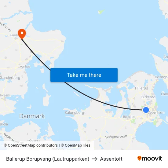 Ballerup Borupvang (Lautrupparken) to Assentoft map