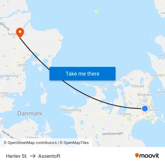 Herlev St. to Assentoft map