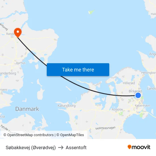 Søbakkevej (Øverødvej) to Assentoft map