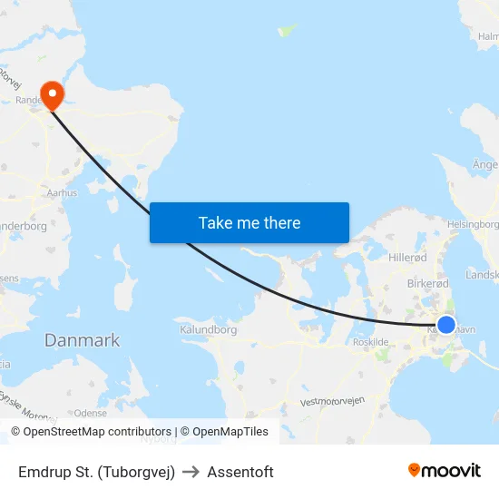 Emdrup St. (Tuborgvej) to Assentoft map