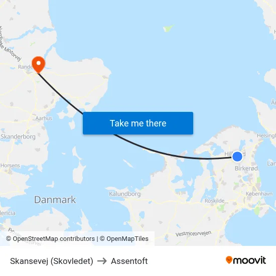Skansevej (Skovledet) to Assentoft map