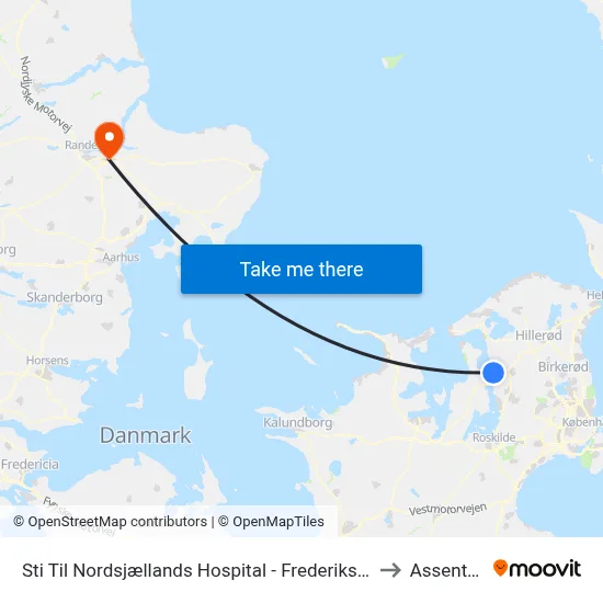 Sti Til Nordsjællands Hospital - Frederikssund to Assentoft map