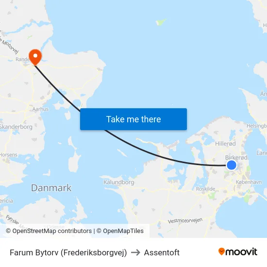 Farum Bytorv (Frederiksborgvej) to Assentoft map