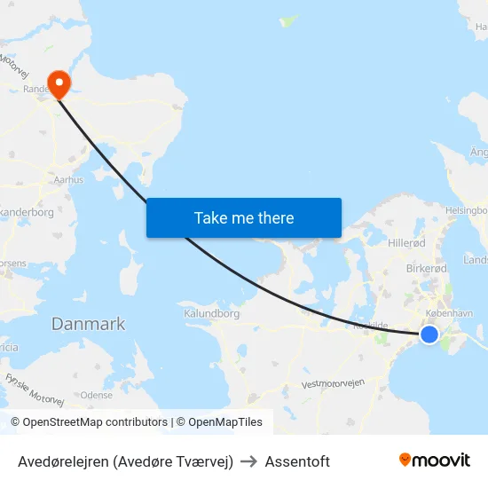 Avedørelejren (Avedøre Tværvej) to Assentoft map