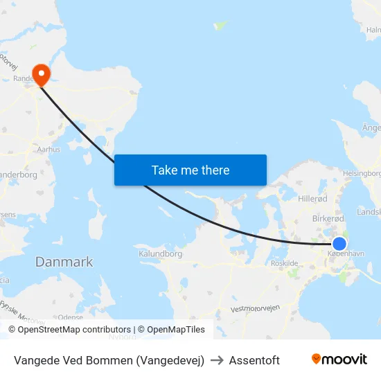 Vangede Ved Bommen (Vangedevej) to Assentoft map