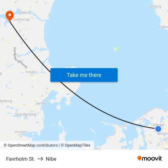 Favrholm St. to Nibe map
