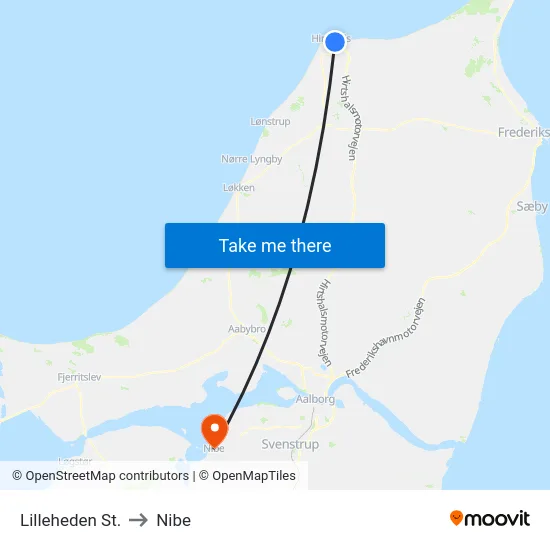 Lilleheden St. to Nibe map