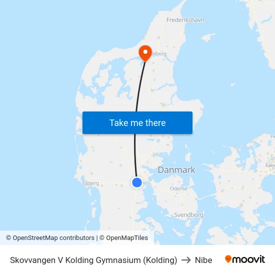 Skovvangen V Kolding Gymnasium (Kolding) to Nibe map