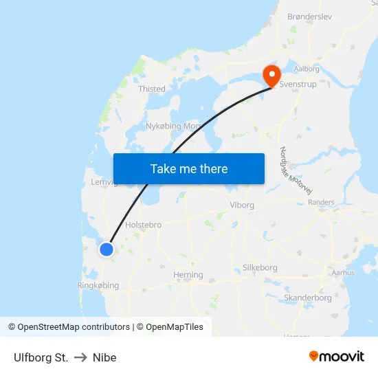 Ulfborg St. to Nibe map