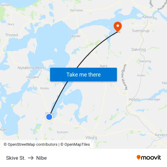 Skive St. to Nibe map