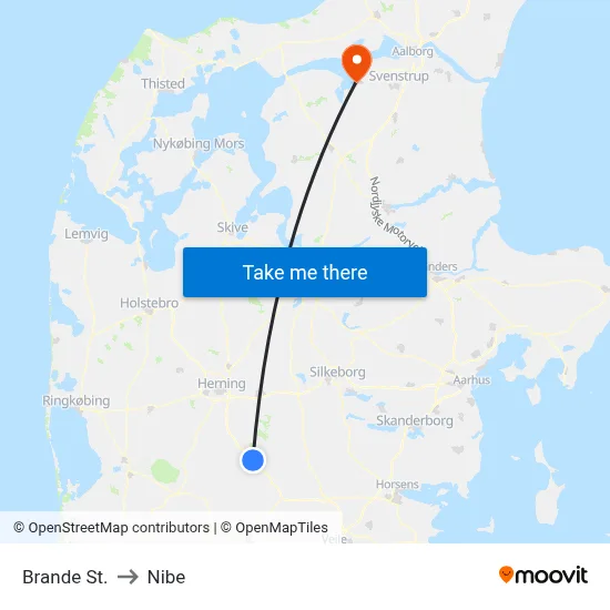 Brande St. to Nibe map