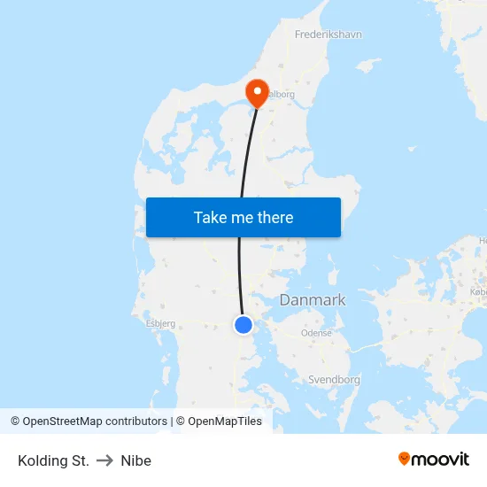 Kolding St. to Nibe map