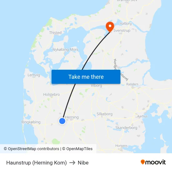 Haunstrup (Herning Kom) to Nibe map