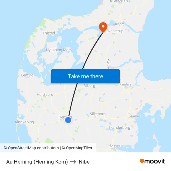 Au Herning (Herning Kom) to Nibe map