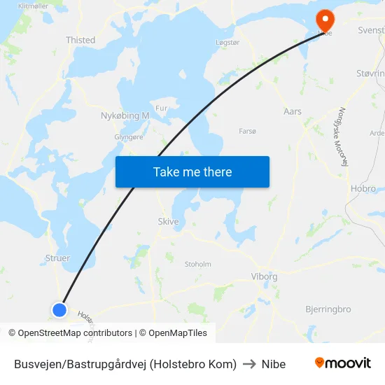Busvejen/Bastrupgårdvej (Holstebro Kom) to Nibe map