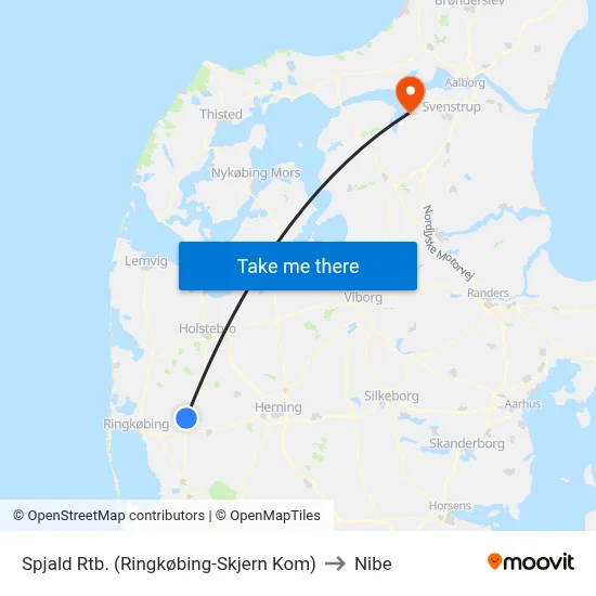 Spjald Rtb. (Ringkøbing-Skjern Kom) to Nibe map
