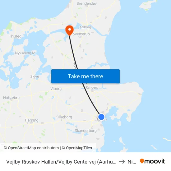 Vejlby-Risskov Hallen/Vejlby Centervej (Aarhus Kom to Nibe map