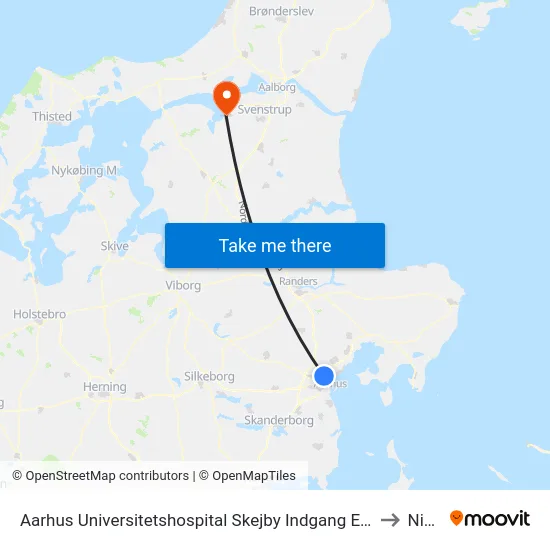 Aarhus Universitetshospital Skejby Indgang E/F to Nibe map
