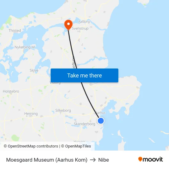 Moesgaard Museum (Aarhus Kom) to Nibe map