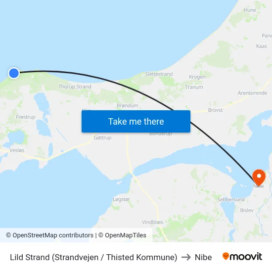 Lild Strand (Strandvejen / Thisted Kommune) to Nibe map
