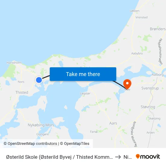 Østerild Skole (Østerild Byvej / Thisted Kommune) to Nibe map