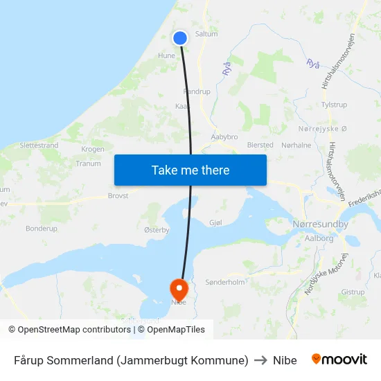 Fårup Sommerland (Jammerbugt Kommune) to Nibe map