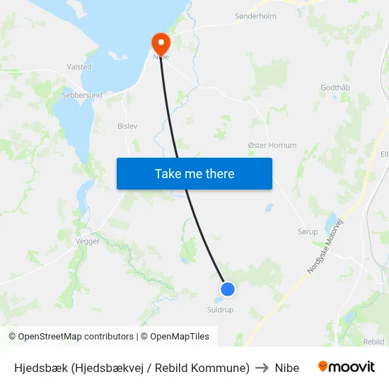 Hjedsbæk (Hjedsbækvej / Rebild Kommune) to Nibe map