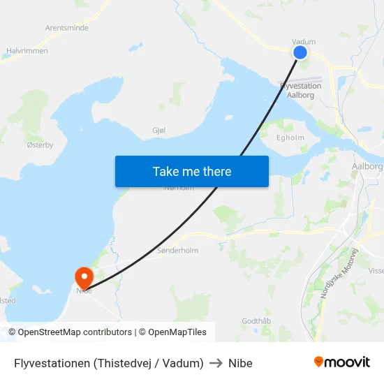 Flyvestationen (Thistedvej / Vadum) to Nibe map