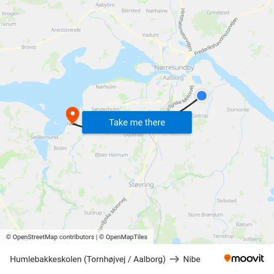 Humlebakkeskolen (Tornhøjvej / Aalborg) to Nibe map