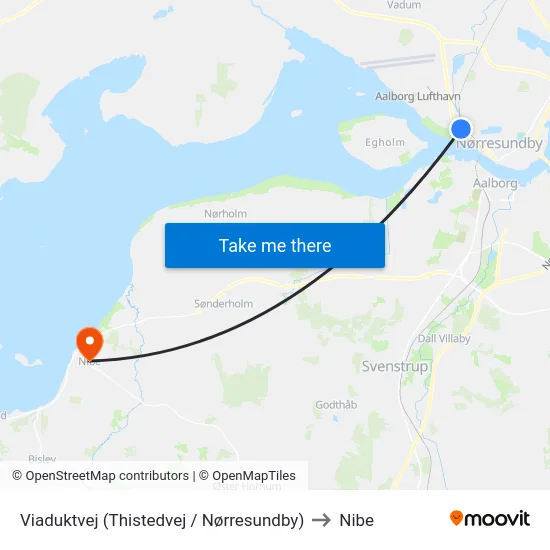 Viaduktvej (Thistedvej / Nørresundby) to Nibe map