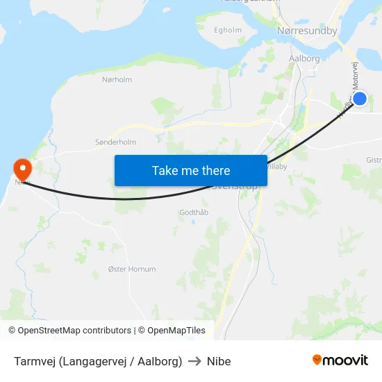 Tarmvej (Langagervej / Aalborg) to Nibe map