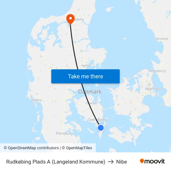 Rudkøbing Plads A (Langeland Kommune) to Nibe map