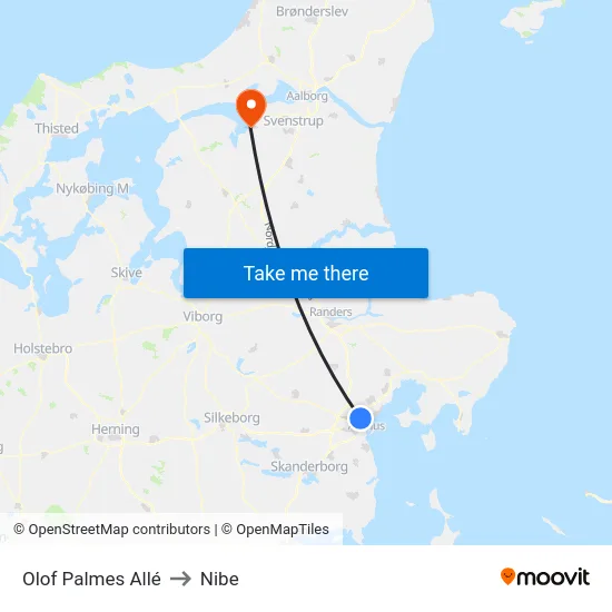 Olof Palmes Allé to Nibe map