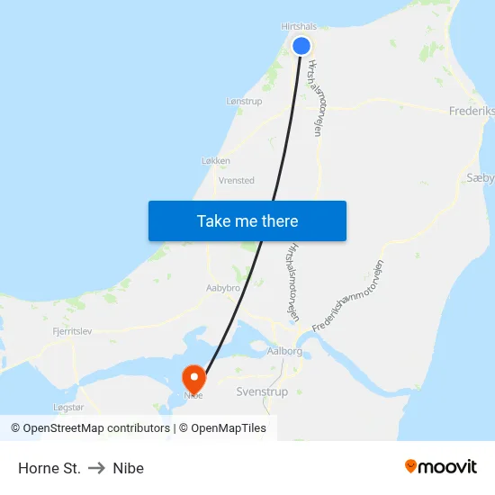 Horne St. to Nibe map
