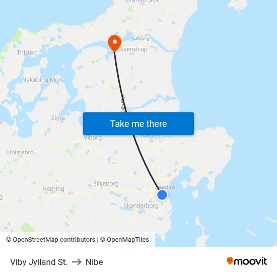 Viby Jylland St. to Nibe map