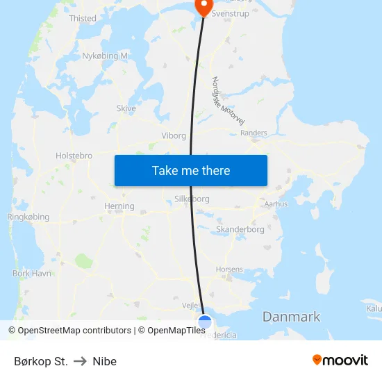 Børkop St. to Nibe map