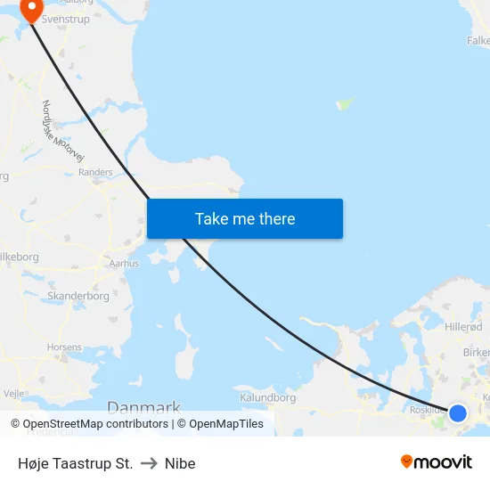 Høje Taastrup St. to Nibe map