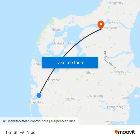 Tim St to Nibe map