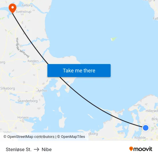 Stenløse St. to Nibe map