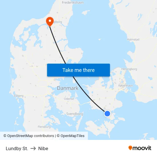 Lundby St. to Nibe map