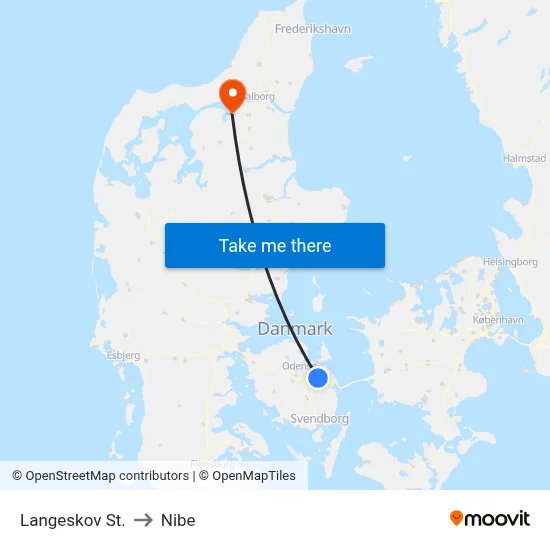 Langeskov St. to Nibe map