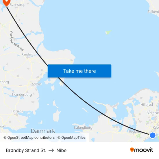 Brøndby Strand St. to Nibe map
