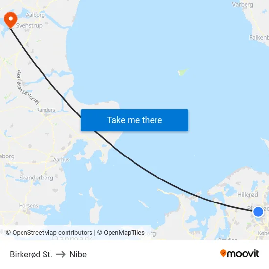 Birkerød St. to Nibe map
