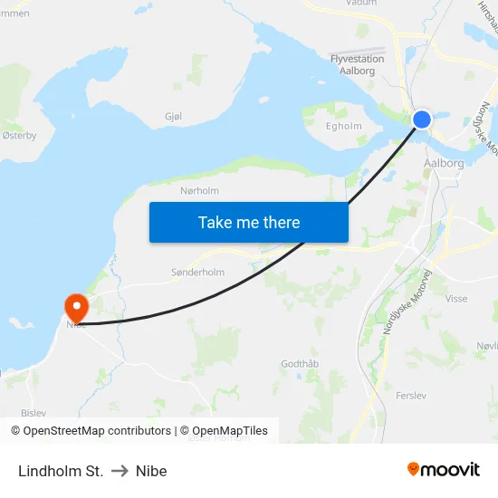 Lindholm St. to Nibe map